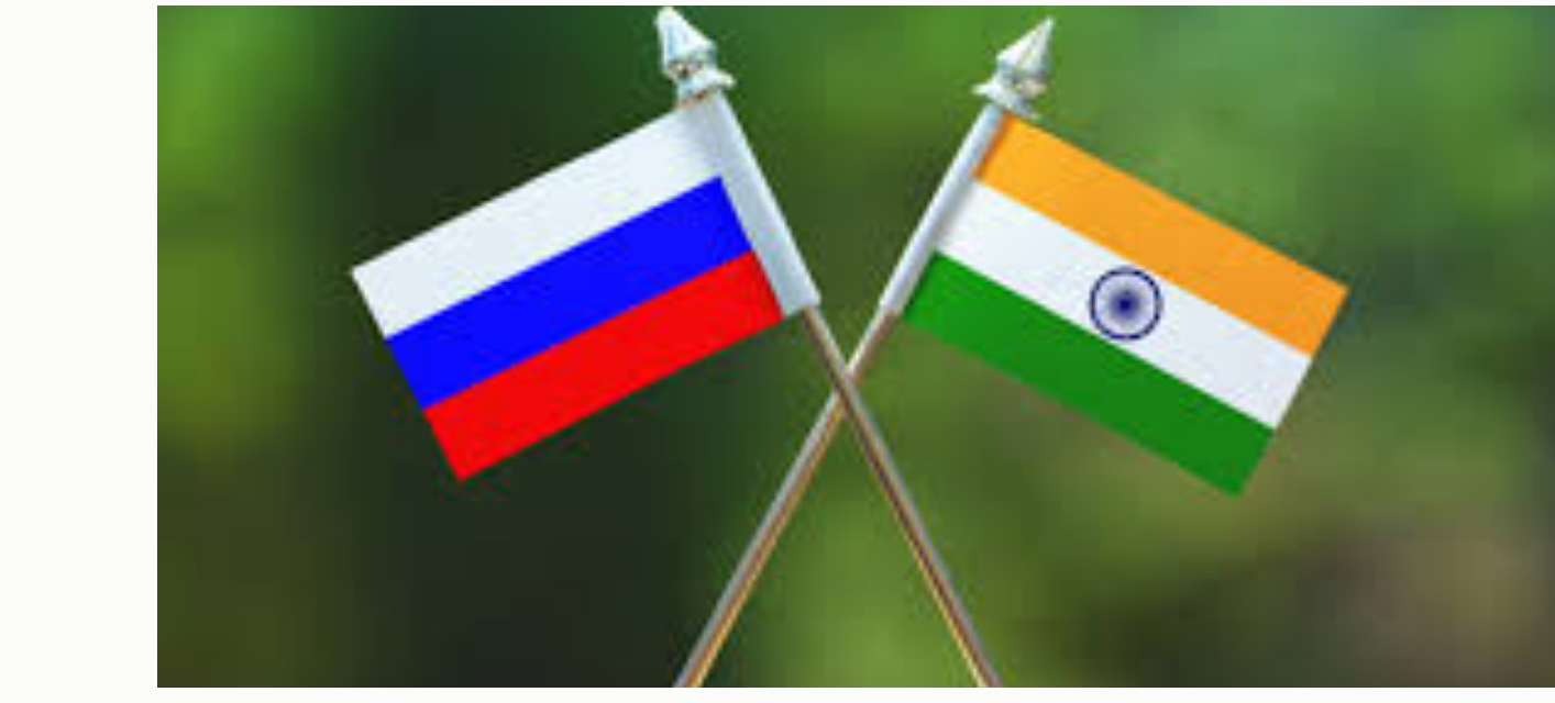 Crossed Russian and Indian flags
