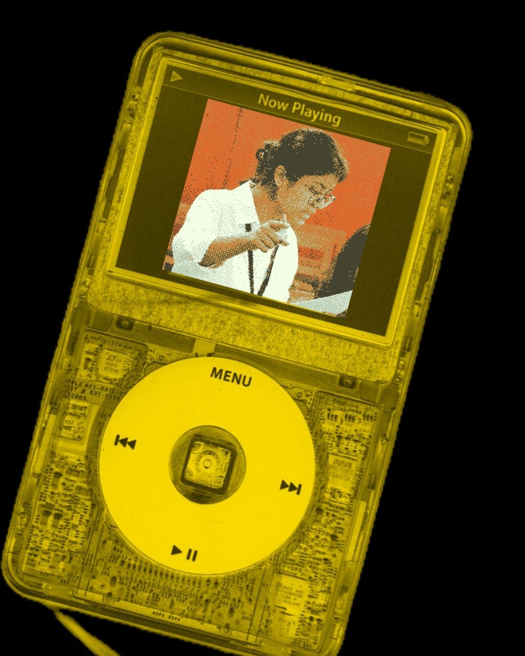 Retro yellow iPod illustration